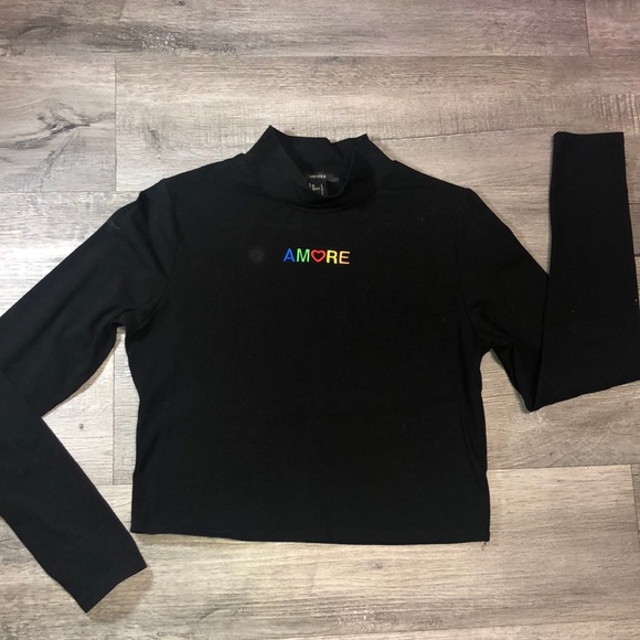 Forever 21 black turtle neck crop top - Picture 2 of 8